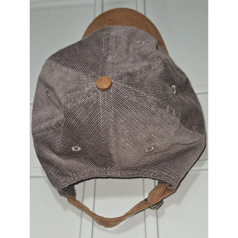 Disney Mickey Mouse Hat OSFA Gray Corduroy Brown Faux Suede Adjustable Dad Cap